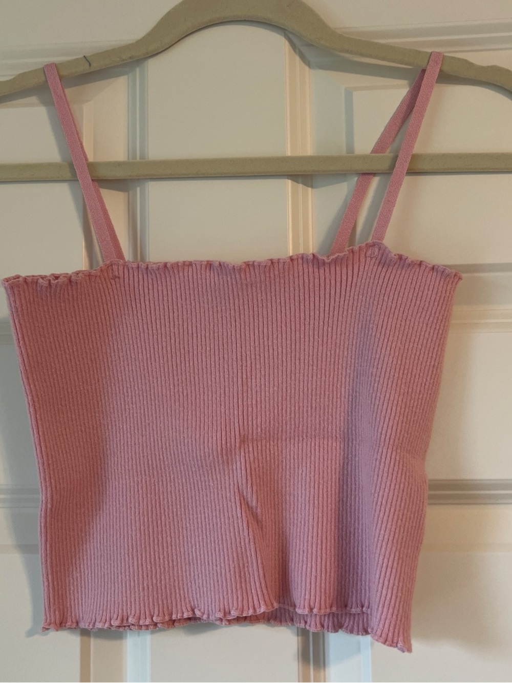 LA Hearts Pink Ribbed Crop Cami Tank Top